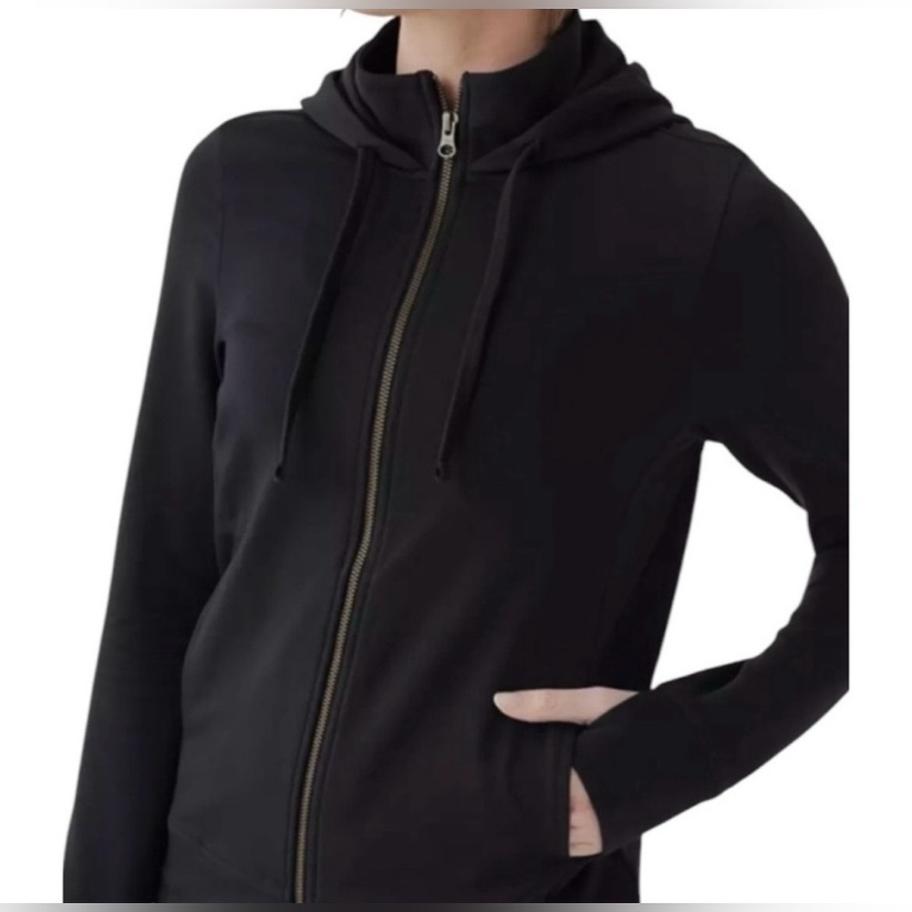 Pact Black Organic Cotton Zip Up Hoodie, XS